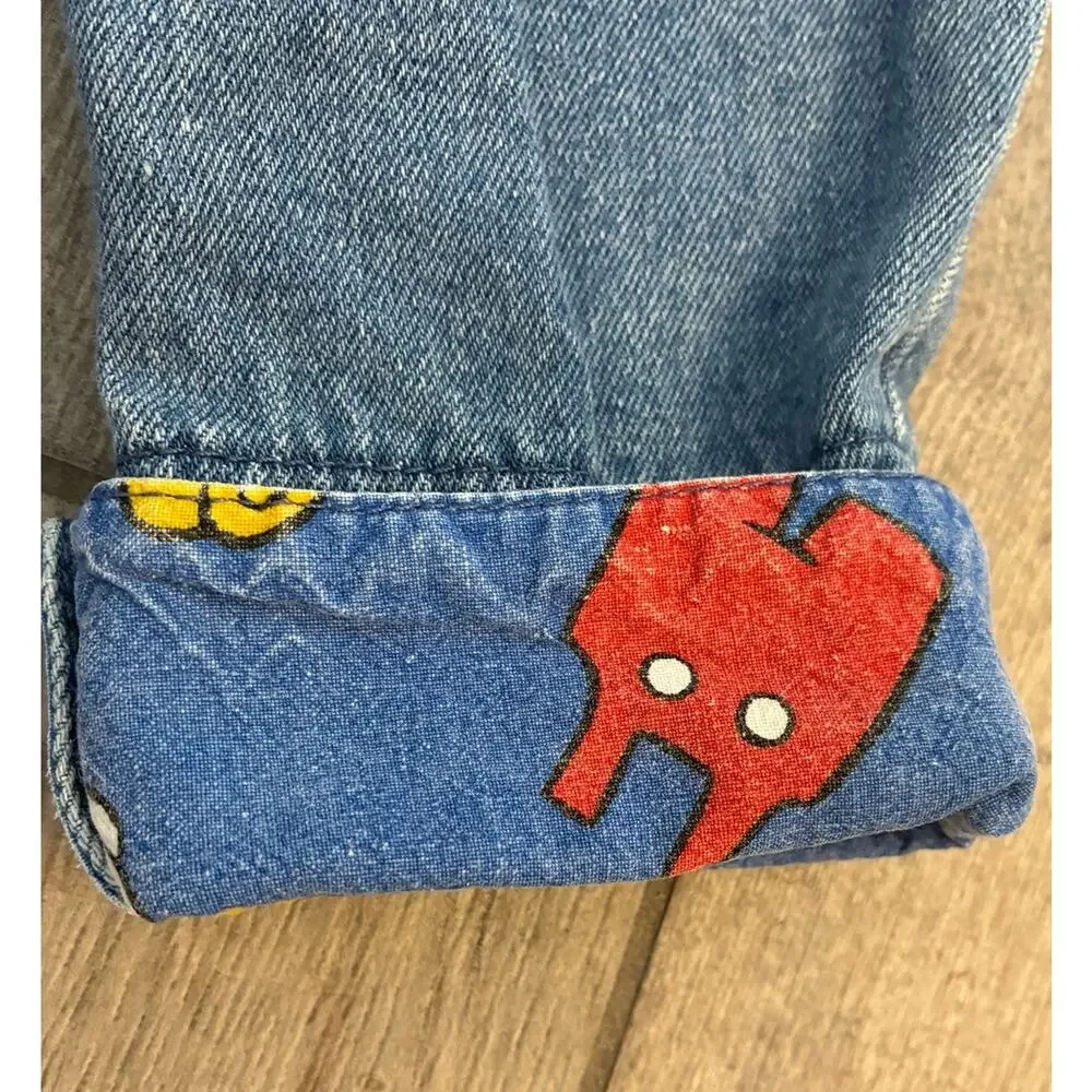 Vintage 90s Baby Mickey & Co Disney Denim Overalls Character Cuff 12M